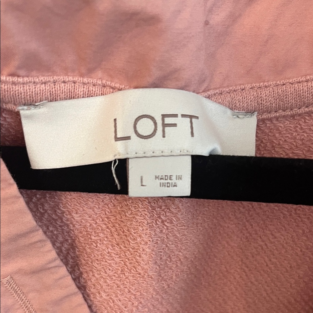 LOFT Blush Button-Accent V-Neck Blouse